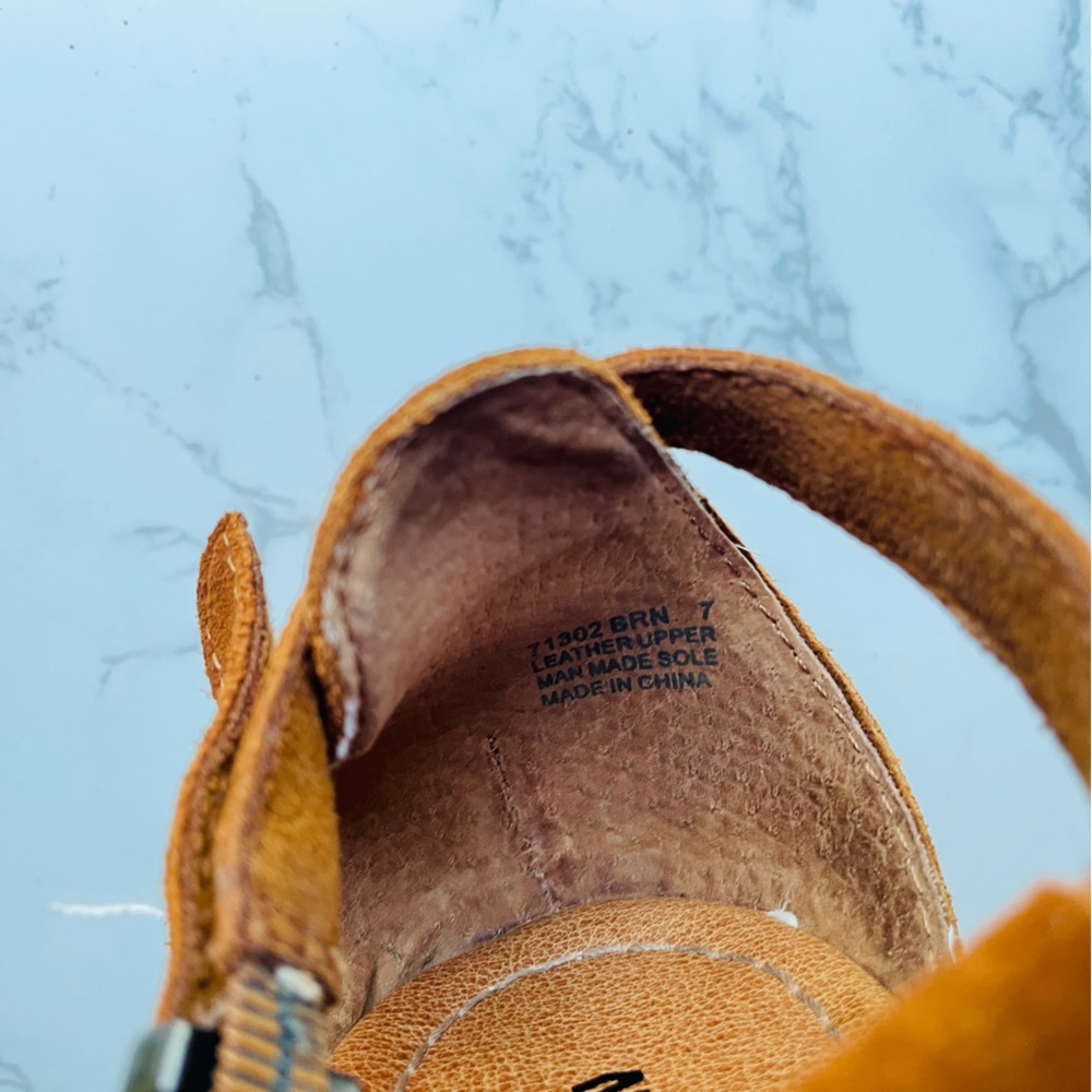 Minnetonka Brown Baz Suede Fringe Boho Festival Strap Ankle Sandals | Size 7 - Picture 5 of 7